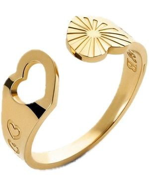 Elk & Bloom Double Love Dainty Hearts 14K Ring - Metallic