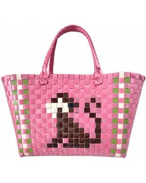 Duggan Society Monkey Woven Basket Bag - Pink
