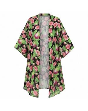 Plivati Sarina Soft Kimono Robe — Figs - Green