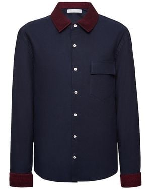 Seren London Knit Collar Shirt - Blue