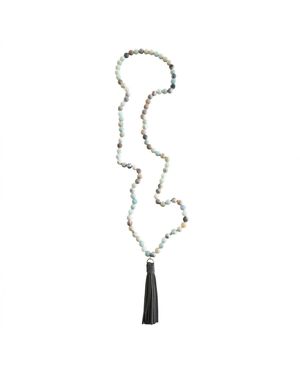 Heather Hawkins Jewelry Talulah Belle Gemstone Beaded Long Necklace With Suede Tassel - Metallic