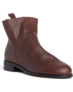 Beautiisoles by Robyn Shreiber Made in Italy Renata Leather Flat Ankle Bootie - Brown