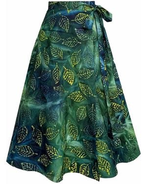Frock Tales Meyer Forest Wrap Midi Skirt With Pockets - Green