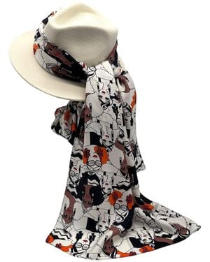 Julia Clancey Neutrals Ivory Turbanista Fifi Scarf Fedora - White