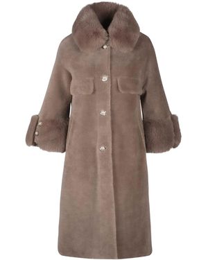 Santinni Hayworth Wool & Faux Fur Coat - Brown