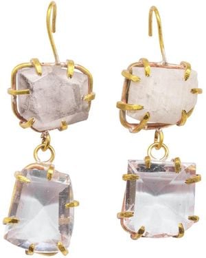 Lily Flo Jewellery Aurora Moonstone & Rock Crystal Drop Earrings - Metallic