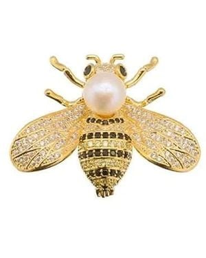 Angel Barocco Natural Freshwater Pearl Bee Brooch - Metallic