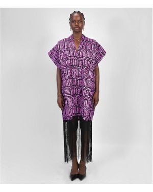 Chuks Collins Ajah Collection – Print Fringe Midi Dress - Purple