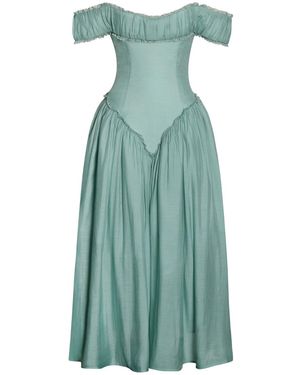 Miss Circle New York Xavy Off Shoulder Corset Midi Dress - Green