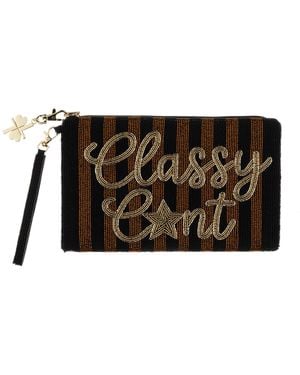 Laines London Classy C*Nt Hand Beaded Pouch - Black