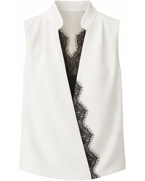 Exquise Neutrals Regular Lace Trim Sleeveless Brenda Blouse - Grey