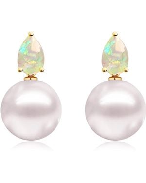 Kai Fine Jewelry Solid Natural Fire Opal & Freshwater Pearl Venus Tears Convertible Drop Earrings - Metallic