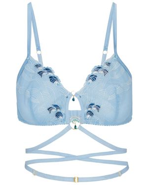 Empress Mimi Siren Song Embroidered Strappy Bralette - Blue
