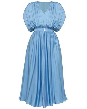 Nissa Belted Viscose Midi Dress Baby - Blue