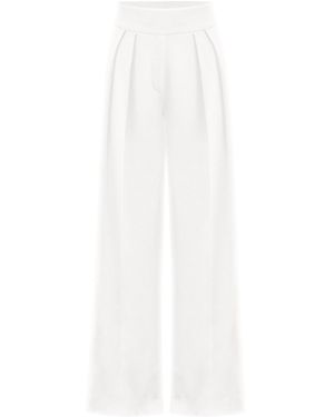 Tia Dorraine High-Waist Wide-Leg Trousers - White