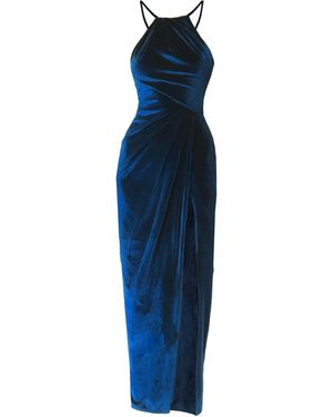 Angelika Jozefczyk Velvet Royal Draped Dress Sofia - Blue