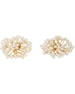 Saachi Pearl Webbed Earrings - Metallic