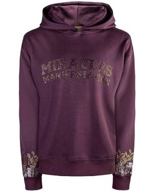Miracles Manifester Positive Affirmation Hoodie With Rhinestone Design - Purple