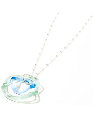 Smart Glass Jewelry Recycled Glass Wave Pendant Ocean Colours Sterling - Blue