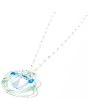 Smart Glass Jewelry Recycled Glass Wave Pendant Ocean Colours Sterling - Blue