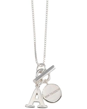 Von Treskow Fine Box Chain Necklace With Toggle & Initial - Metallic