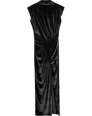Nocturne High-Neck Ruched Midi Dress - Black