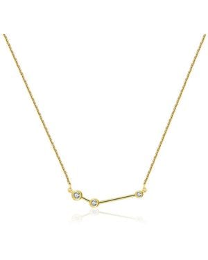 Genevieve Collection Aries Zodiac Constellation Necklace 18K & Diamond - Metallic
