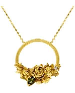 Lee Renee Rose Halo Diamond & Tourmaline Necklace – - Metallic