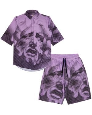 mysimplicated Short Sleeve Shirt And Bermuda Set - Purple