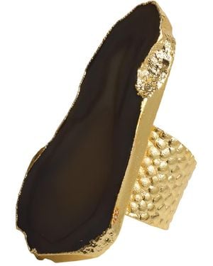 YAA YAA LONDON Ultra Mega Dark Gemstone Statement Ring - Black