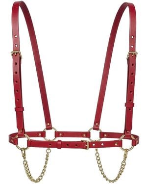 Haute Cuir Double Chain Leather Harness - Red
