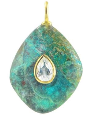 KAMARIA Chrysocolla Gemstone Pendant With Topaz - Green