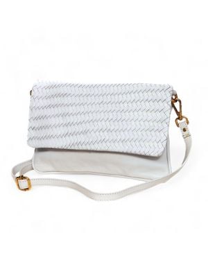 Hides Leather Co. Travel Charm Bag, Wristlet & Crossbody Leather Bag With Italian Hardware - White