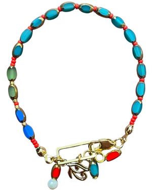 Desert Lobby Nile – Handcrafted Egyptian-Inspired Beaded Bracelet With Eye Of Horus Charm & Pearl Accent - Blue