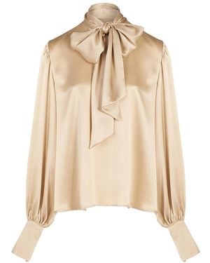The Summer Edit Neutrals Kat Pussybow Blouse - Natural