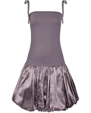 Amy Lynn ' Alexa Charcoal Puffball Ultra Mini Dress - Purple