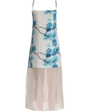 Lalipop Design Stylised Floral Print Dress - Blue