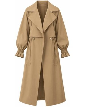 Exquise Daniele Trench Coat Belted Midi Trenchcoat - Natural
