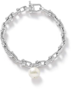 Pearls of the Orient Online Decus Cultured Freshwater Pearl Drop On Chunky Fill Chain Bracelet - Metallic