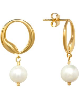 Jovonna London Heritage Signature Pearl Earring - Metallic