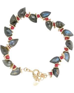 Lori Kaplan Design Signature Labradorite Herringbone With Ruby Bracelet - Metallic