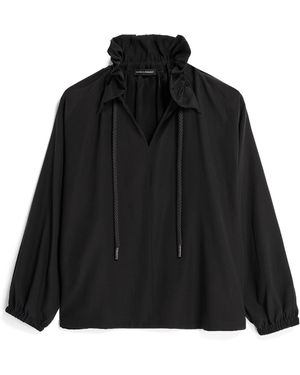 Manakaa Project Collar Blouse Silk - Black