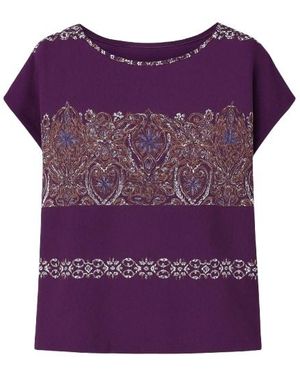 Conquista Oversized Sleeveless Print Top - Purple