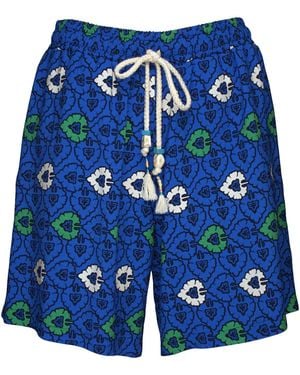Lalipop Design Abstract Print Viscose Short - Blue