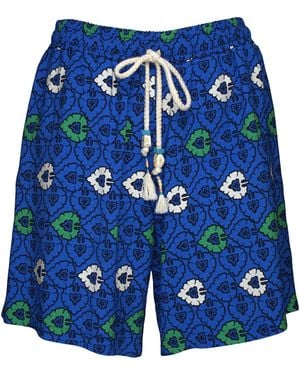 Lalipop Design Abstract Print Viscose Short - Blue