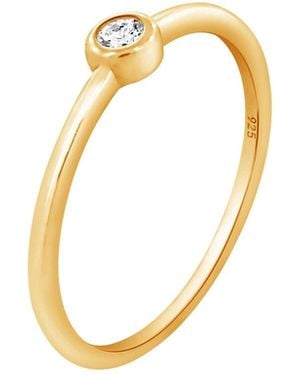 Diamonbliss Solo Bezel Solitaire Dainty Band Ring - Metallic