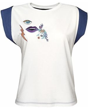 Lalipop Design Embroidered Motif Cotton T-Shirt - White