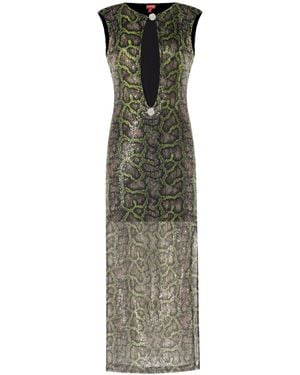 No'design Borgia Cut-Out Long Dress - Green