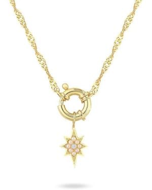 LINYA JEWELLERY Pole Star Locked Pearl Chain Necklace - Metallic