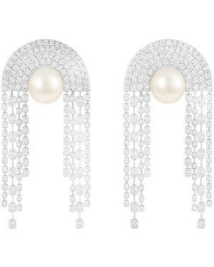 Maison De Gala Pearl Arch Fringe Earrings - White